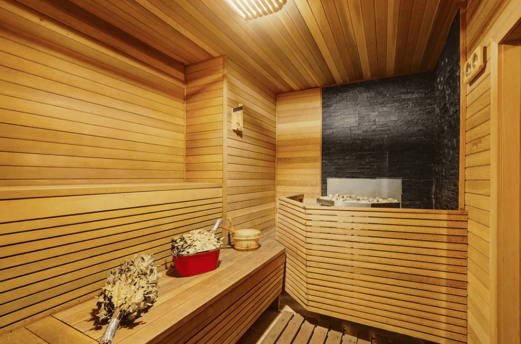 The inside of Silver Birch Sauna